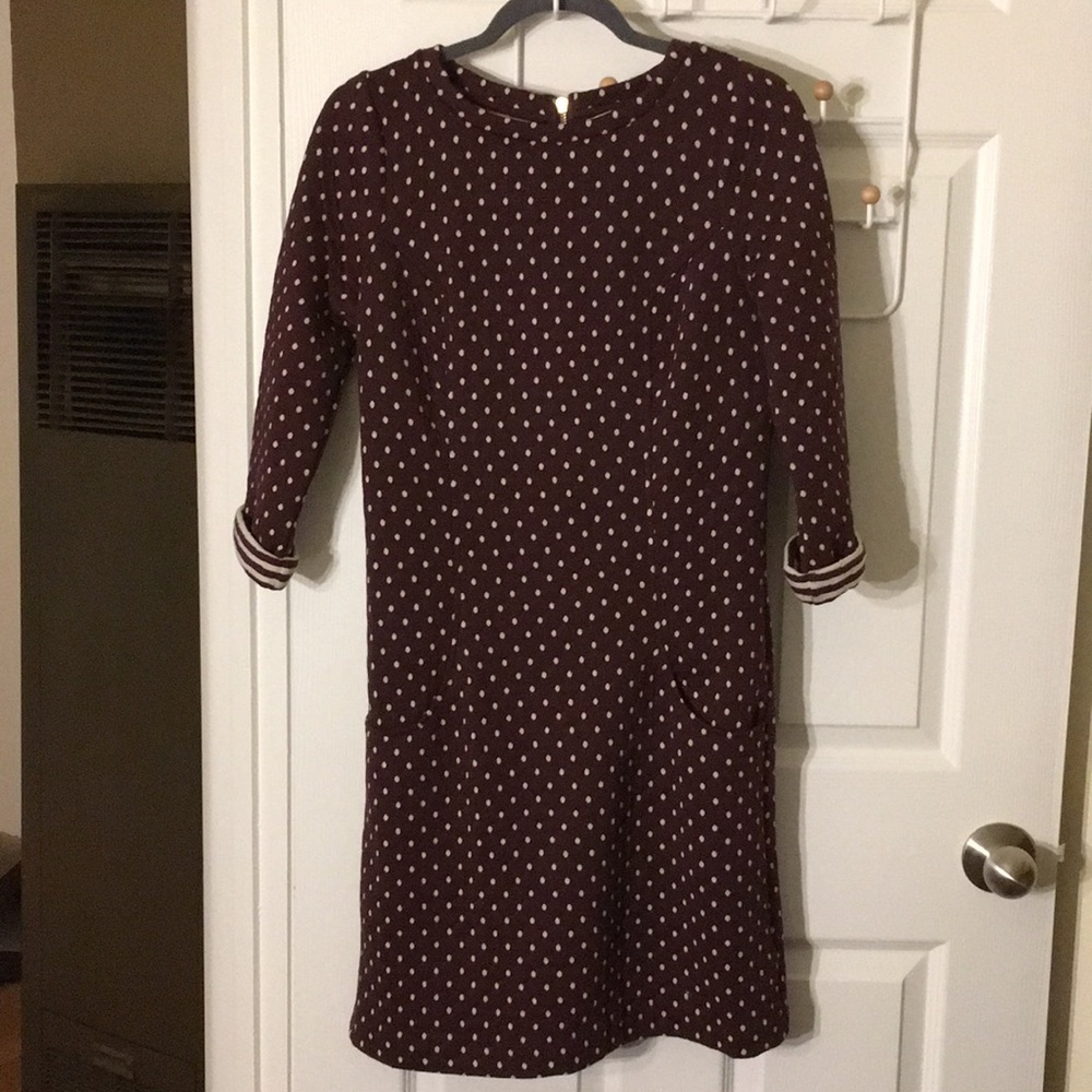 Maroon and cream polka dot Boden dress